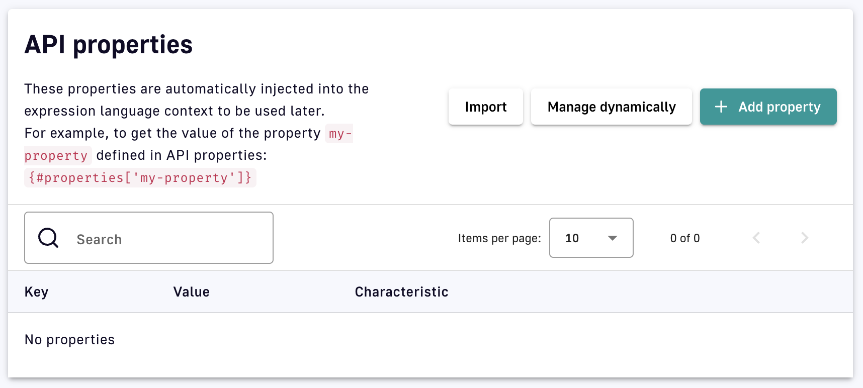 Add API properties